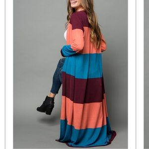 Color Block Long Cardigan Duster